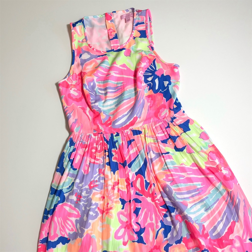 Lilly Pulitzer Kassia Fit n Flare Dress Sz 4 Pink Floral playa Hermosa Mini